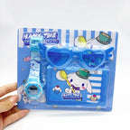 Fashion 3ps Unicorn Hello Kitty Girls Watch Kids with Wallet Glasses Cartoon Spiderman Watch Children Clock Toys set