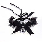 Plush Rabbit Sexy Cat Ears Headband for Women Girls Lace Bow Necklace Plush Bell Hairband Cosplay Masquerade-Party Costume Hair