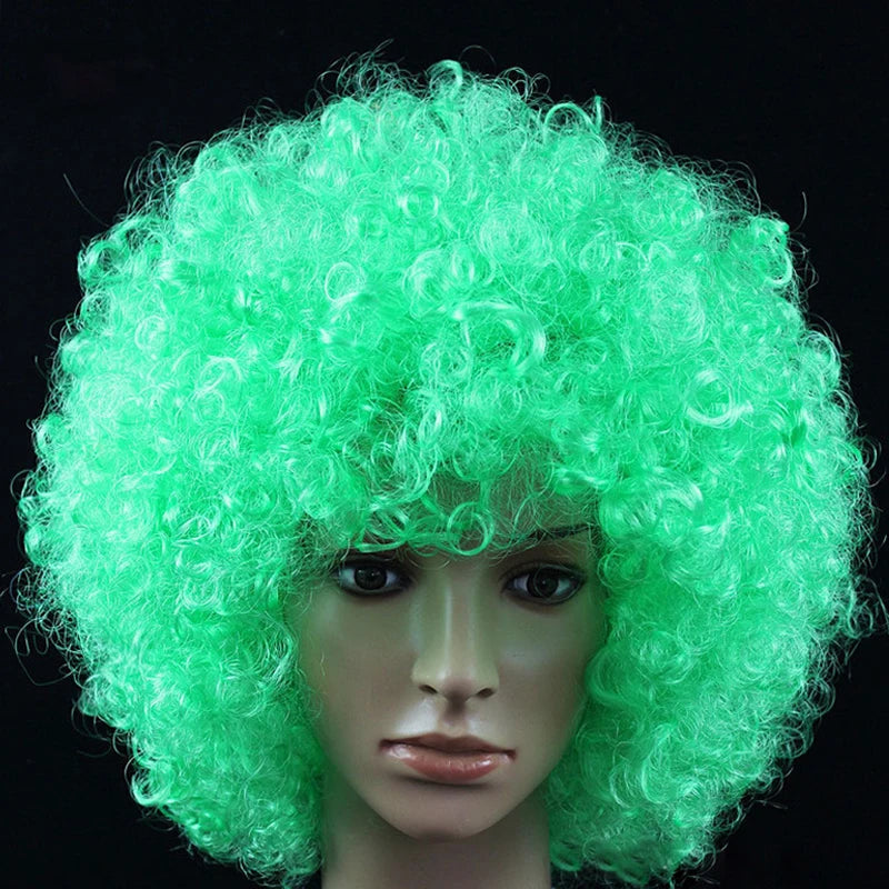 Women Curly Cosplay Wig Short Wavy Curly Hair Colorful Synthetic Wig For Daily Party Men Football Fan Wearing Kids Wigs
