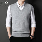 2026 Autumn Winter New Men's Solid Color V-neck Knitted Vest Casual Fashion Warm Sweater Versatile Top