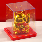 Solar Powered Maneki Neko Lucky Cat Welcoming Chinese Lucky Cat Waving Hand Beckoning Fortune Cat Figurines For Home Decor