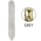Synthetic Long Straight Claw Clip On Ponytail Hair Extensions 24Inch Heat Resistant Pony Tail Hair piece For Women Daily Party
