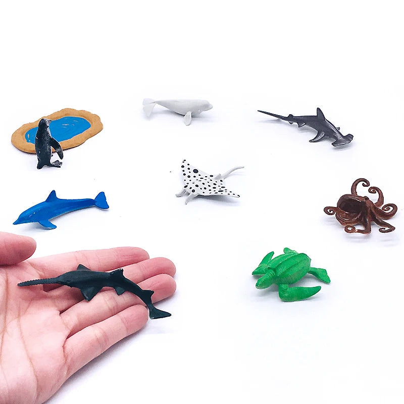 56-Piece Underwater World Model Set - Mini Marine Animals, Coral, Octopus, Nautilus, Crab, Lobster, Starfish, Ocean Model Animal