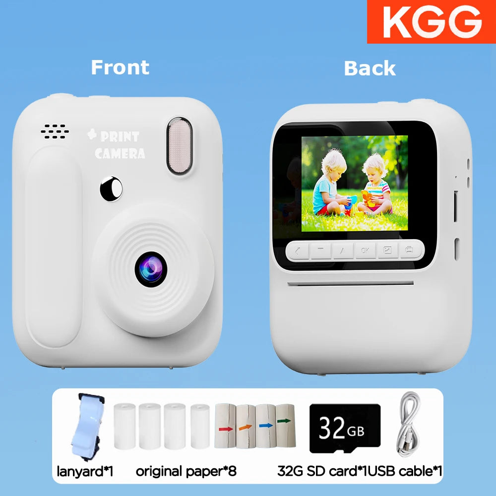 Kids Instant Camera Color Printing Camera 32GB 1080P Thermal Print Toys Camera Print Photo Video Games Music Children Gift