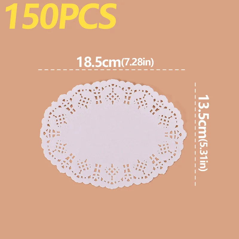 150Pcs Kitchen Fried Food Special Flower Bottom Paper Oil-absorbing Paper Baking Cake Pizza Snack Round Household Lace Paper Pad