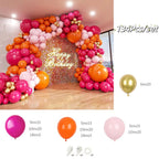 134PCS Pink and Orange Balloon Arch Kit Metallic Gold Latex Balloon Birthday Party Baby Shower Wedding Party Decorations