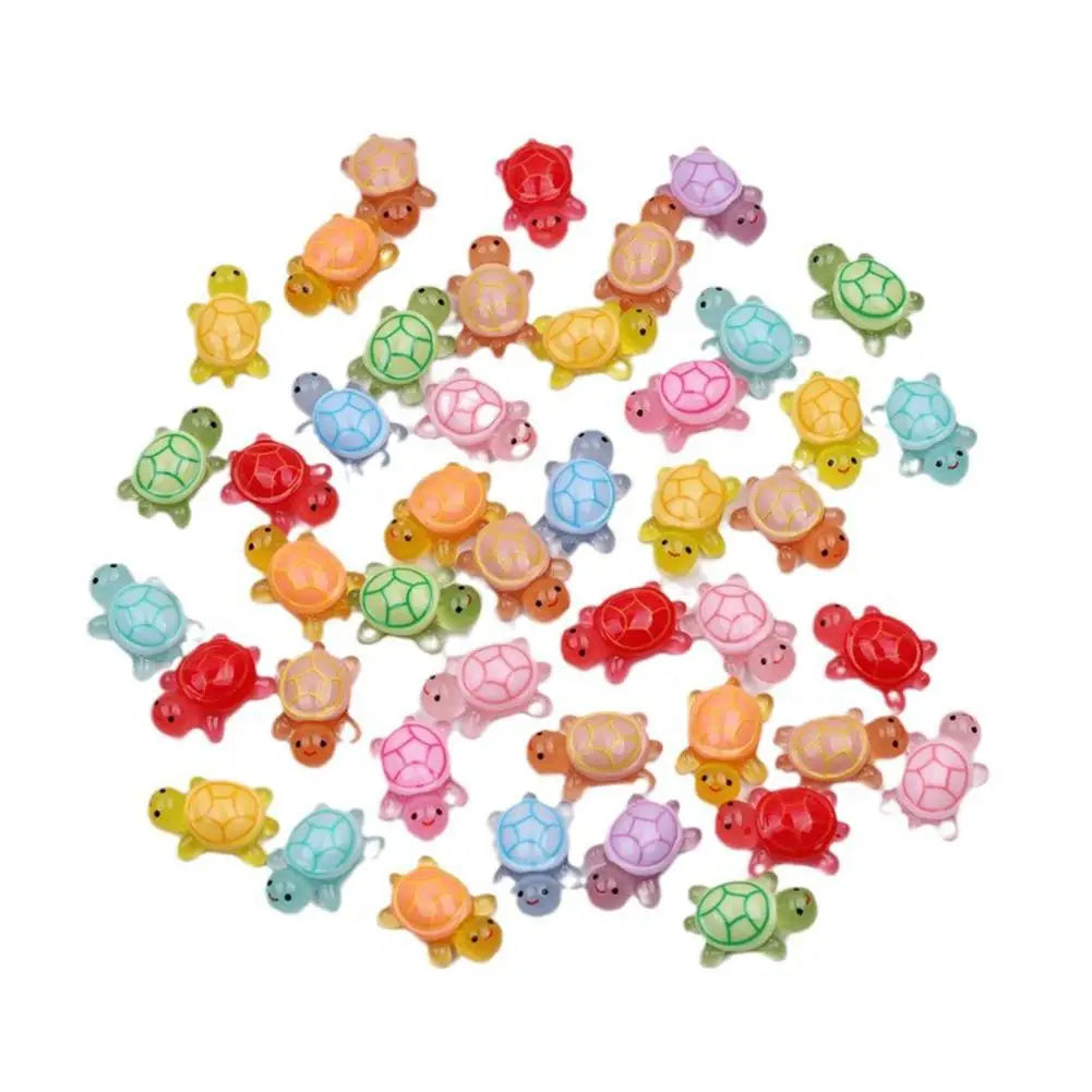 1PC Night Glow Large Turtle+100pcs Mini Luminous Turtles Figurines Resin Craft Glowing Turtle Storage Ornament Landscape Desktop