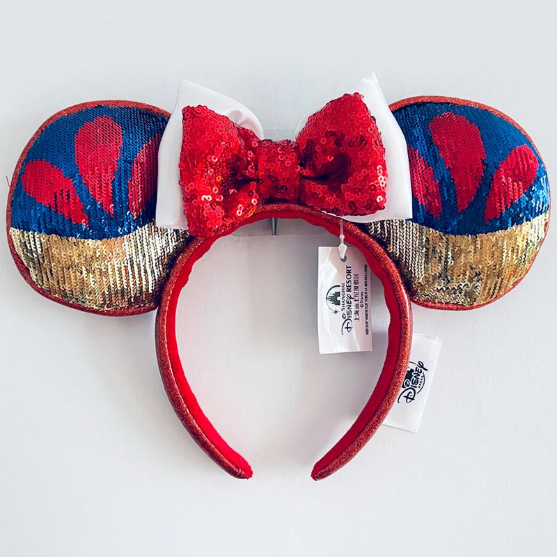 Disney Princess Headband Mickey Ear Rapunzel Sequin Bow Hair Hoop Birthday Gift Girl Accessories Halloween Gift Christmas Jack