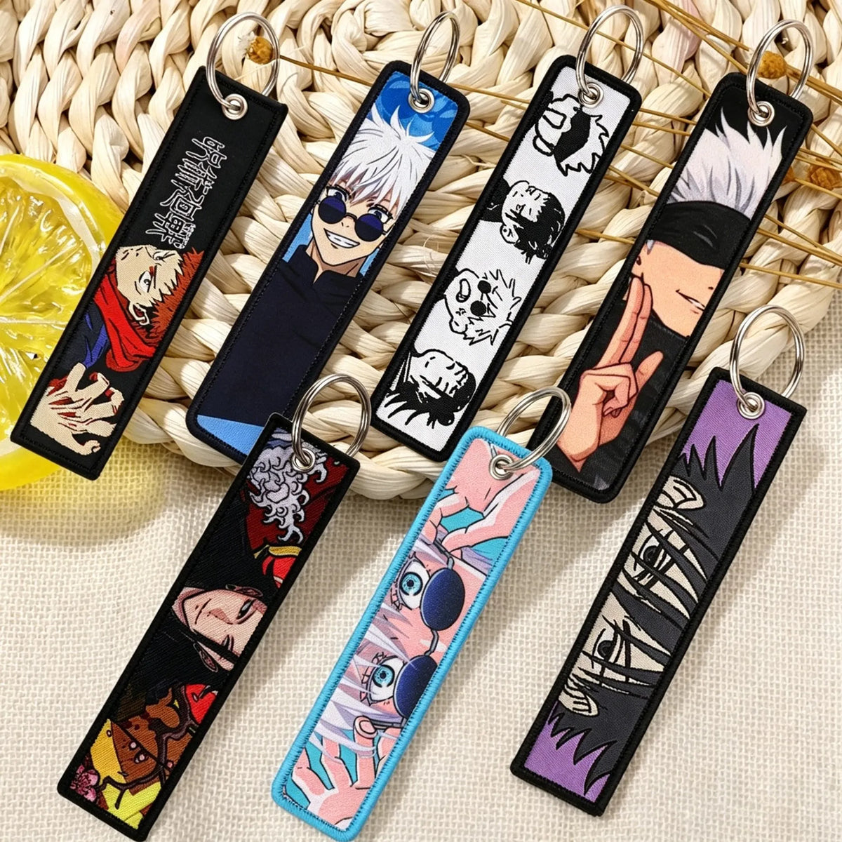 Anime Embroidery Keychain – Manga Key Fob & Car Keyring Accessory