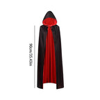 Halloween Themed Party Two Layer Two-Tone Hooded Stand-Up Collar Vampire Costume Robe Cloak, Unisex Adult Reversible Stand-Up C