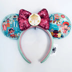 Disney Princess Headband Mickey Ear Rapunzel Sequin Bow Hair Hoop Birthday Gift Girl Accessories Halloween Gift Christmas Jack