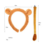 Lion Headband Tail Gloves Cosplay Kawaii Animal Ears Headdress Tie Halloween Party Wearings Adults Xmas Decor DIY Accessories