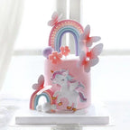 Butterfly Rainbow Unicorn Cake Topper Birthday Party Decor Girl Cake Kids Unicorn Birthday Baby Shower Rainbow Cake Decoratings