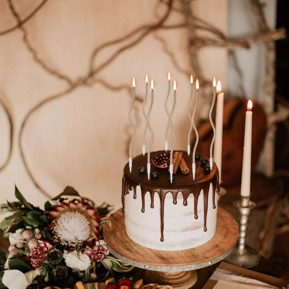 6/12/48pcs/1case Birthday Candles Spiral Cake Candles  Long Thin Cake Candles For Wedding Party And Cake Decoration
