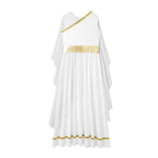 Girls Athena Costume Greek Princess Dress Ancient Greece Roman Toga with Laurel Headwear Halloween Carnival Cosplay Outfits Sets