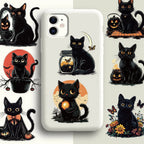 50PCS Halloween Cute Black Cat Creative Graffiti Stickers DIY Luggage Notebook Water Cup PET Waterproof Stickers