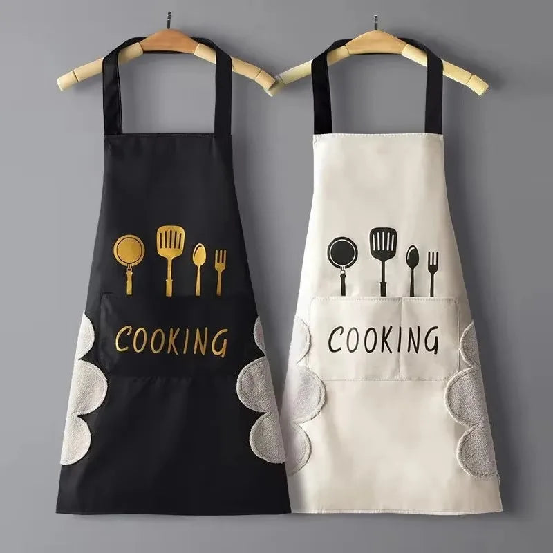 New Waterproof Oilproof Apron Kitchen Household Cooking Baking Apron for Men Women Lightweight and Durable with Hand Wiping