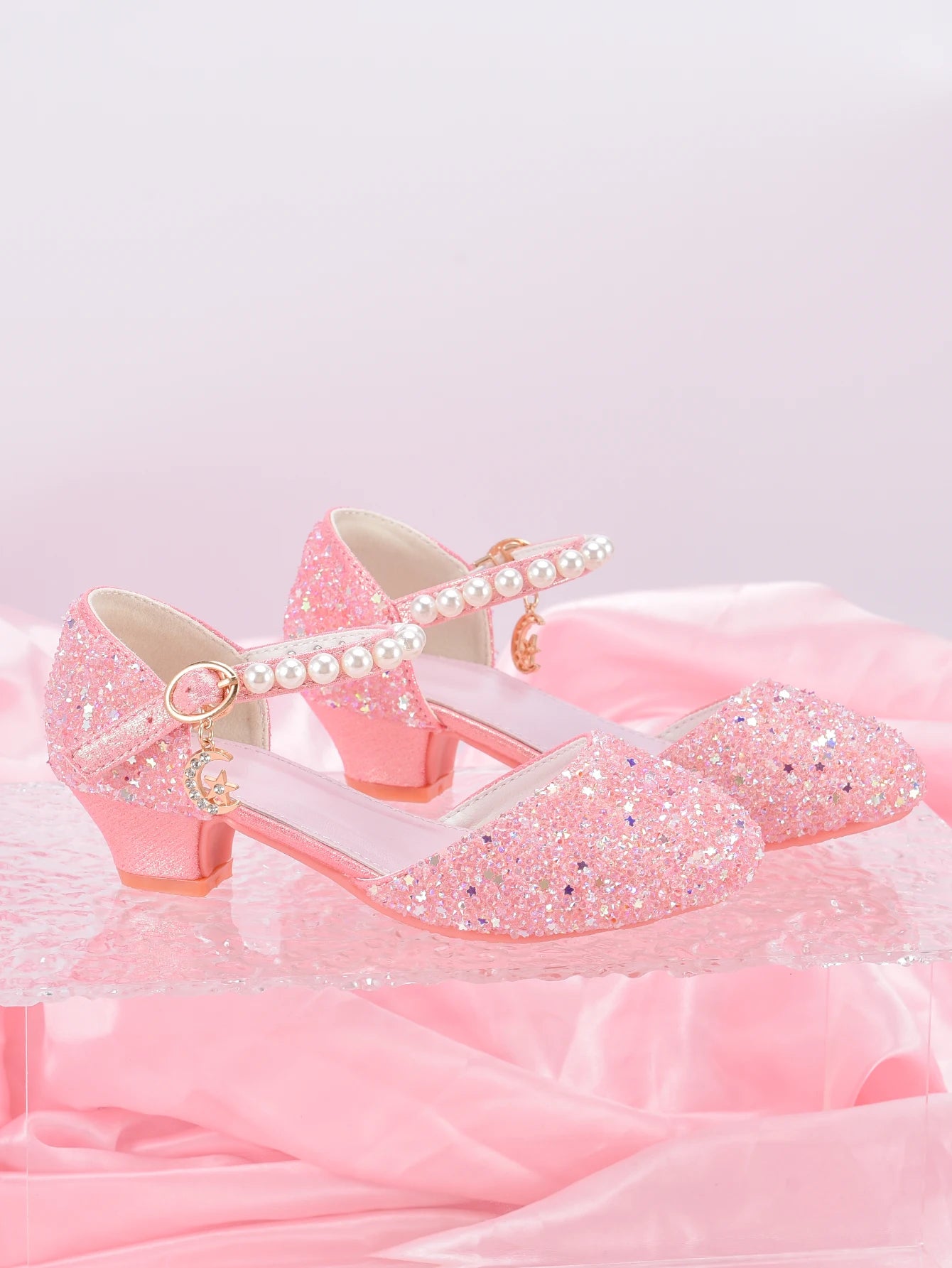 Girls Princess Party Heels Shiny Star Dress Shoes for Kids