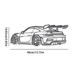 Car Metal Wall Art - Black Metal Carving, Sleek Design with Spoiler & Exhaust Pipes, Easy to Hang Home & Office Decor