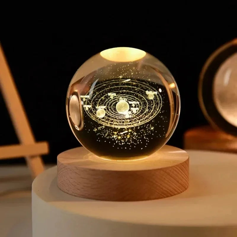 GGbingo 6cm Crystal Ball Decoration Astronomy Solar System Planets Moon Astronaut LED Balls Home Snow Glass Globe Decorations