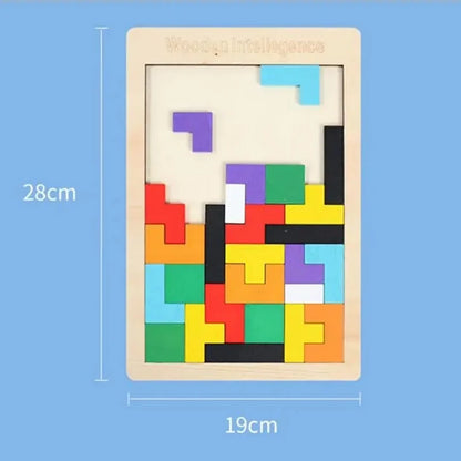 Wooden 3D Tangram Blocks Puzzle Montessori Brain Teaser Toy