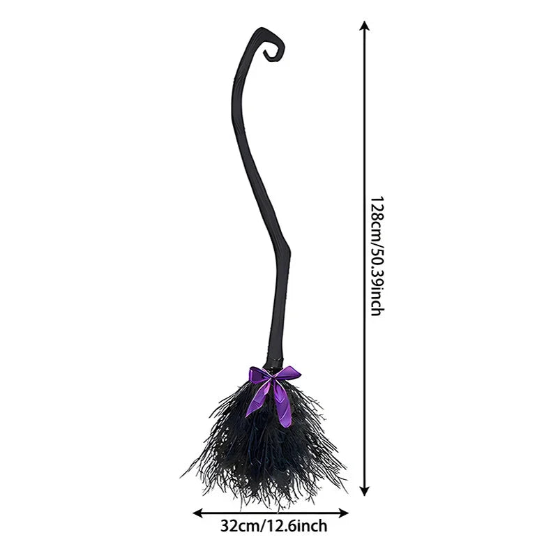 Halloween Witch Broom Decorations Magic Plastic Scary Prop Cosplay Suitable For Festival Parties Or Masquerade Costume Events