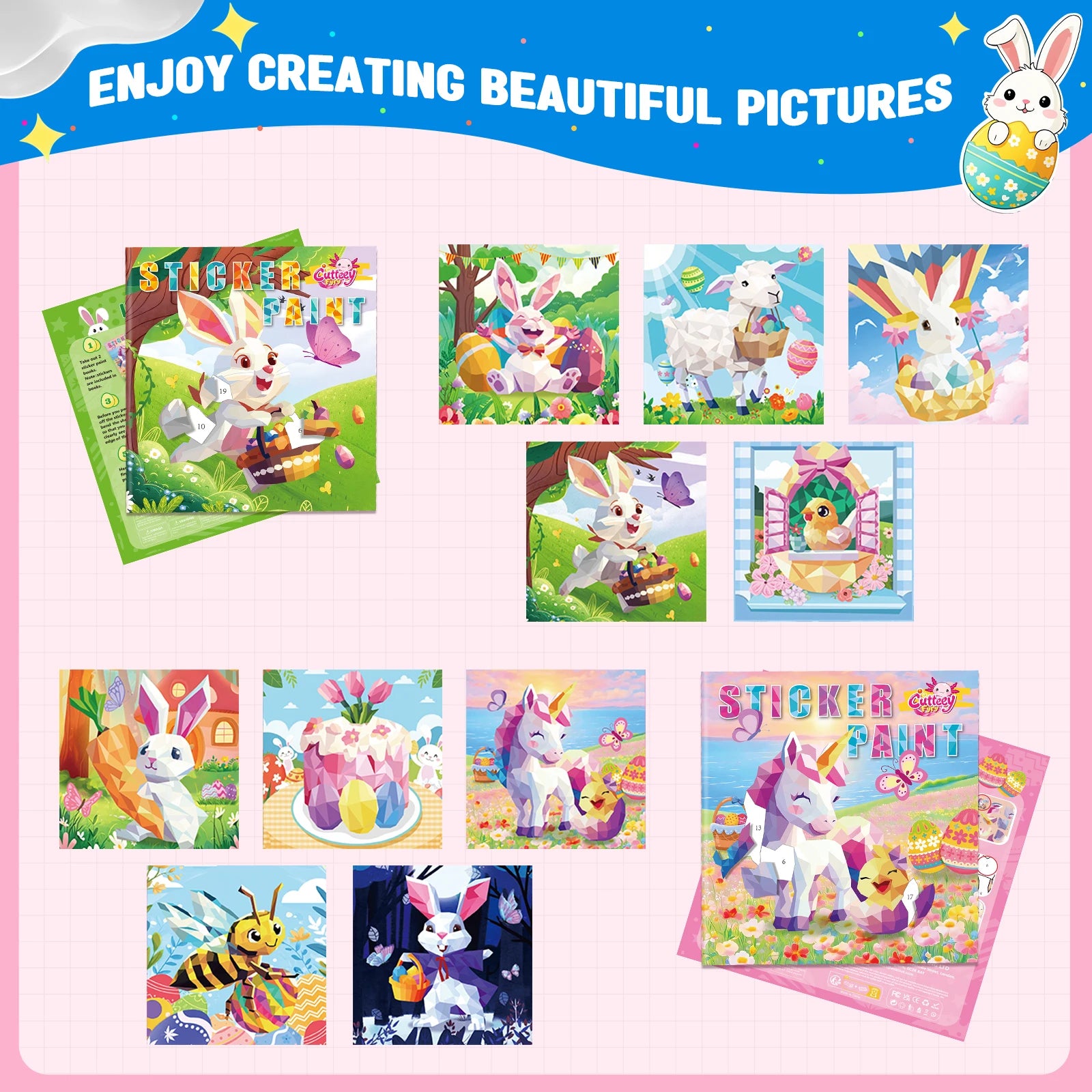 1/2PCS CutteeyFyry Sticker Book By Number Unicorn Stickers Paint Book For Kids Paint by Number Sticker Book Keep Kids Busy