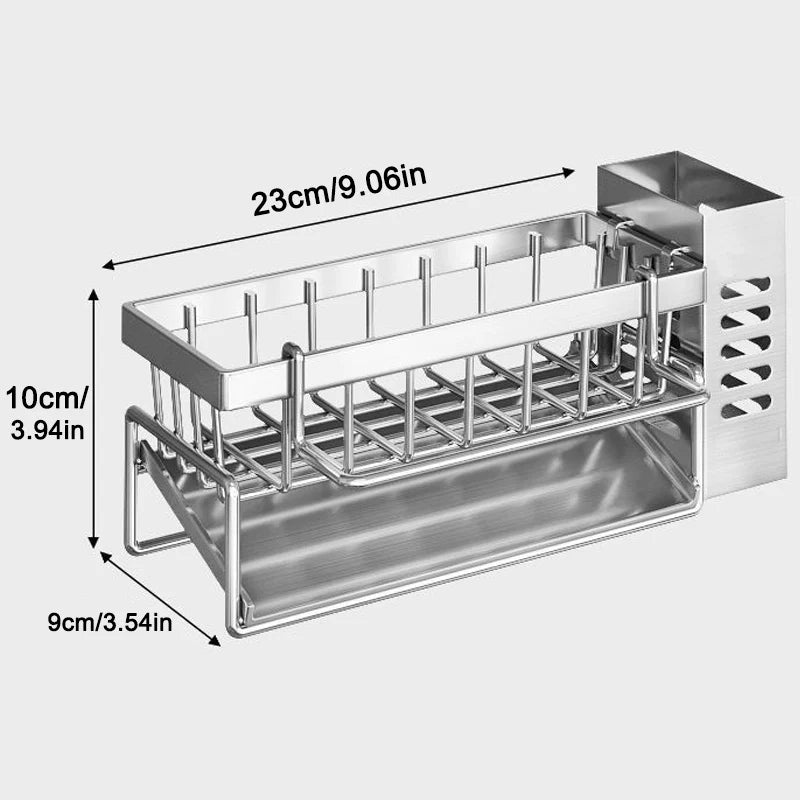 Sink Cleaning Tools Storage Rack Kitchen Multifunctional Stainless Steel Drain Rack for Sponge Cleanser Organizer Rag Hanger