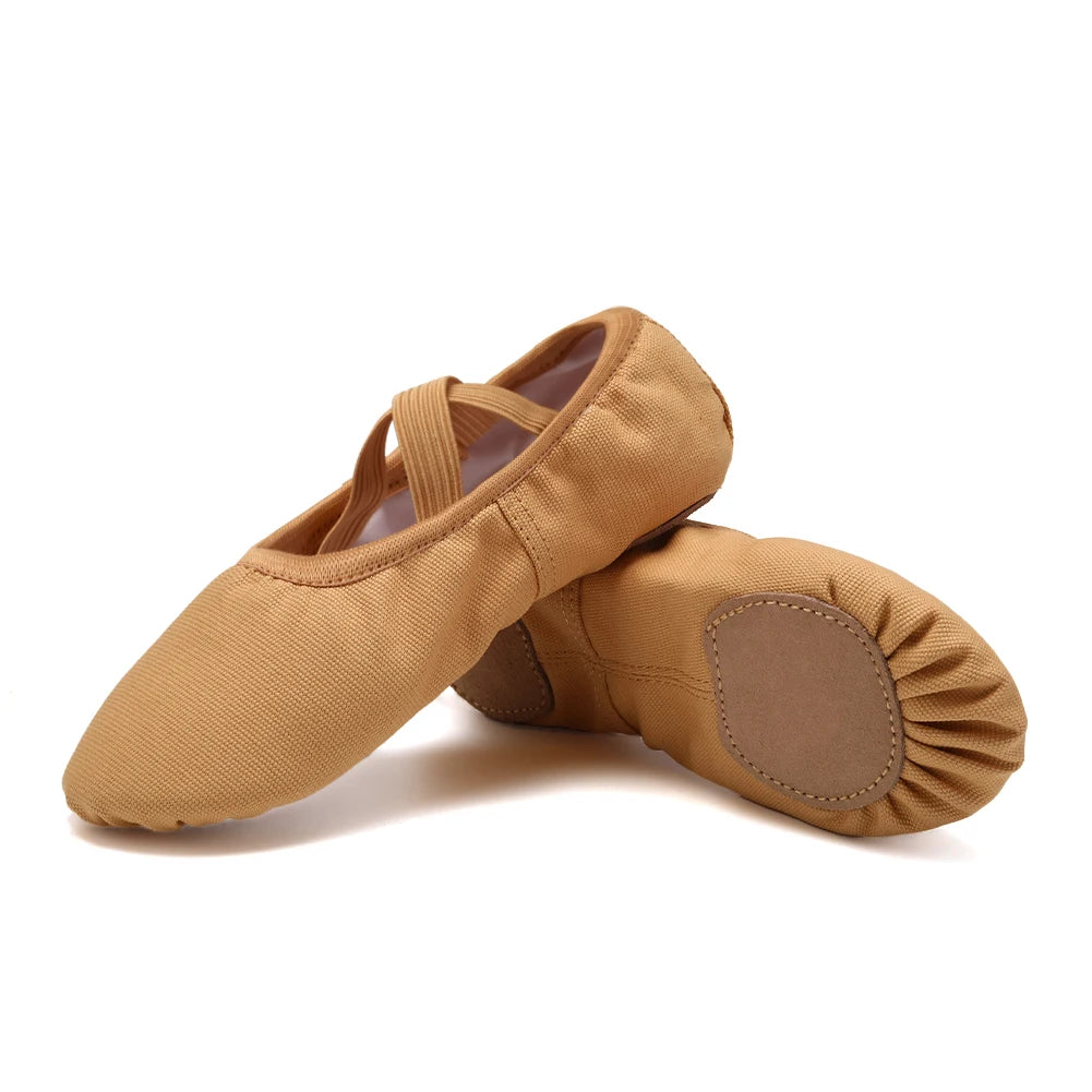 Canvas Ballet Shoes Split Sole Dance Slippers for Kids Adults