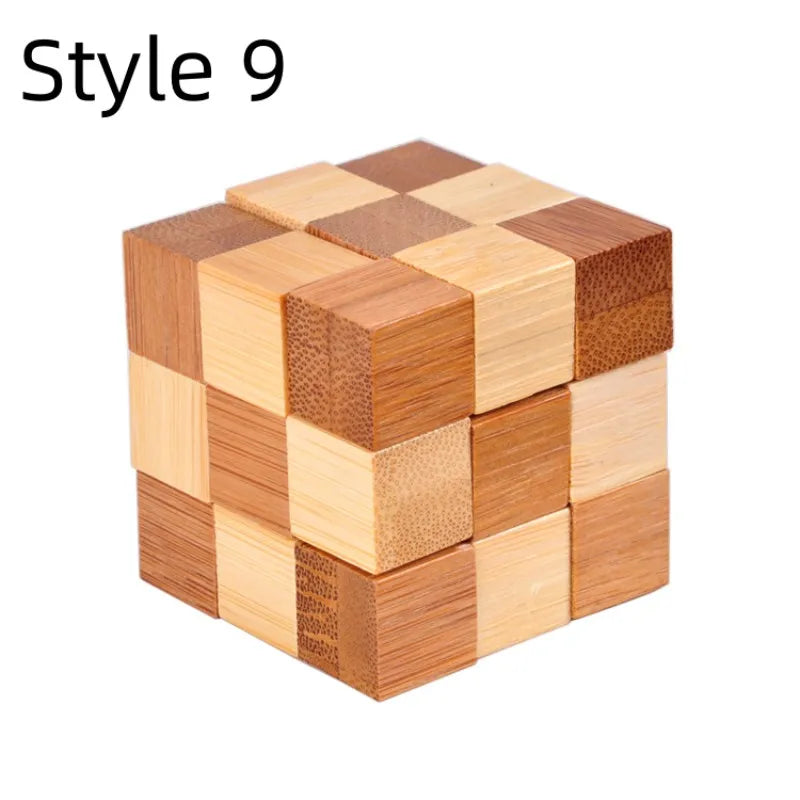 Wooden Kong Ming Lock IQ Brain Teaser Puzzle Toy