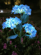 1PC Solar Hydrangea Lights With 3 Heads,LED Artificial Flower Lights,Used For Outdoor Yard, Garden,Lawn,Fence,Pathway Decoration
