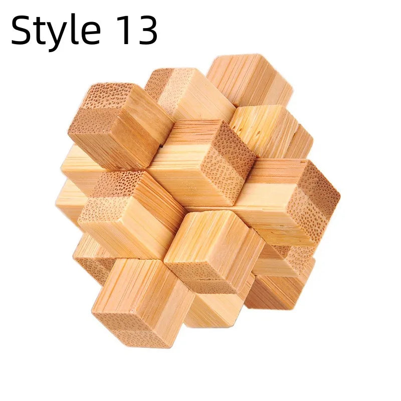 Wooden Kong Ming Lock IQ Brain Teaser Puzzle Toy