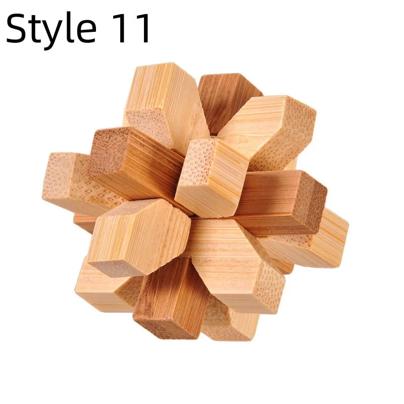 Wooden Kong Ming Lock IQ Brain Teaser Puzzle Toy