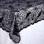 1 Piece Halloween Lace Tablecloth Bat Net Skull Pattern Rectangular Shape For Party Decoration Haunted House Pumpkin Design