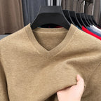 New Sweatwear Men's V Neck Basic Solid Color Sweaters Round Neck Elastic Pullovers Warm Autumn Knitted Oversized Sweater Men