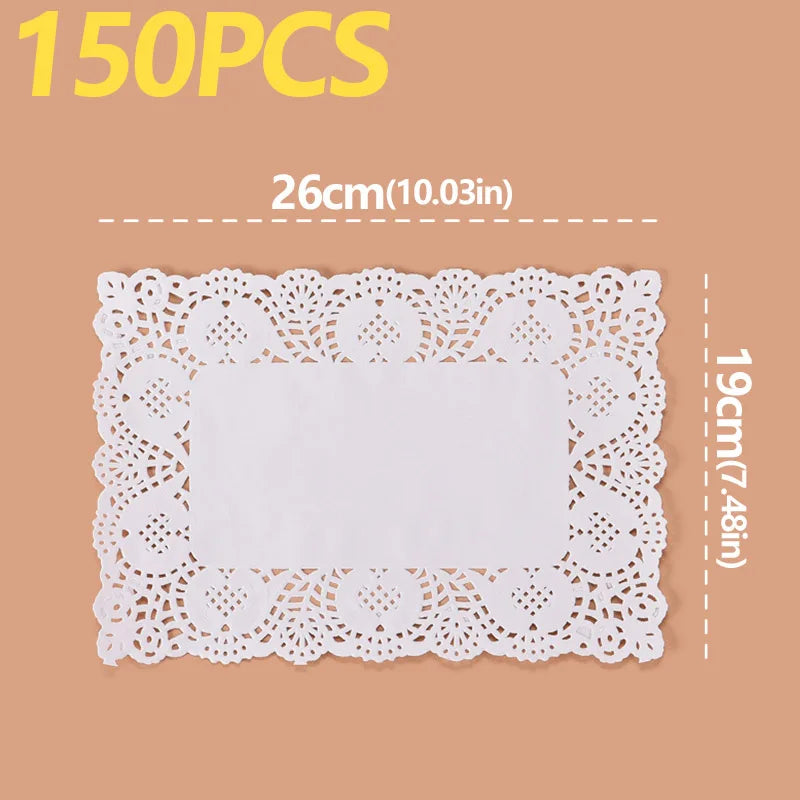 150Pcs Kitchen Fried Food Special Flower Bottom Paper Oil-absorbing Paper Baking Cake Pizza Snack Round Household Lace Paper Pad