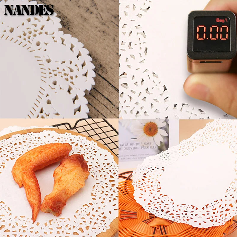 150Pcs Kitchen Fried Food Special Flower Bottom Paper Oil-absorbing Paper Baking Cake Pizza Snack Round Household Lace Paper Pad