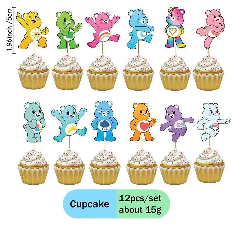 Care Bear Party Supplies Disposable Plate  Napkin Tablecloth Cake Topper Gifts Bag Kids for Birthday Party Decorations Set Gifts