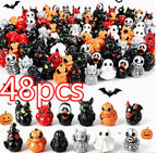 12Pcs/set Mini Resin Halloween Ducks and Ghost Miniatures Figurines Bulk for Garden Fairy Micro Landscape Home DIY Decoration