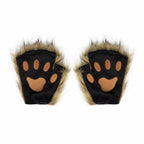 FluffyAnime Animal Fur Fox Tail Cat Paws Gloves and Ears Headwear Face Mask Cosplay Costume  Set Halloween Party Accessorie