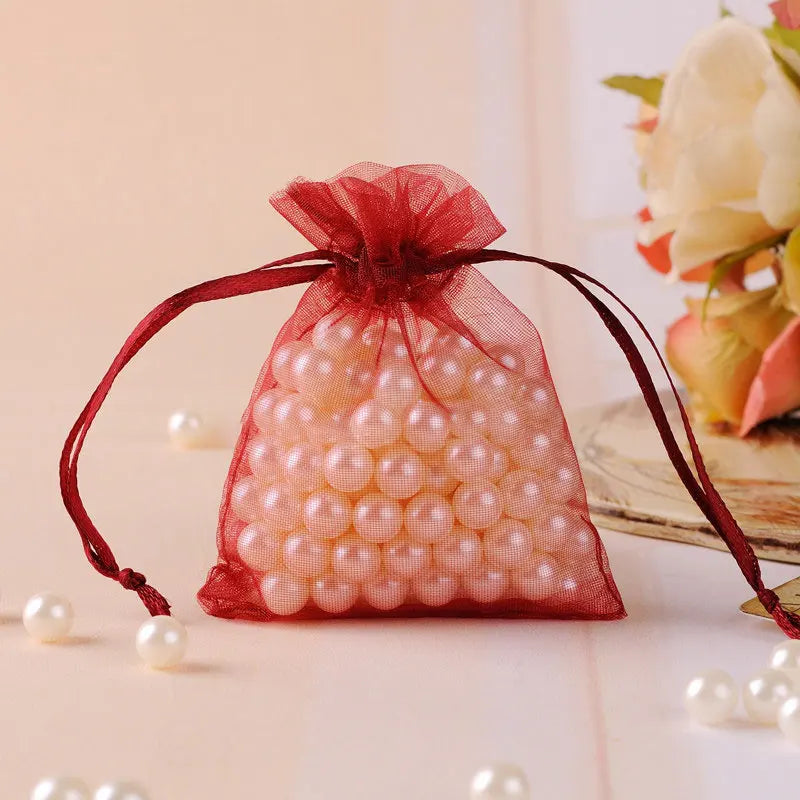 100pcs 7x9cm 10x12cm Colorful Organza Bag Packing Bag Sachet Organza Gift Bags For Jewelry Wedding Party Decor Drawstring Pouche