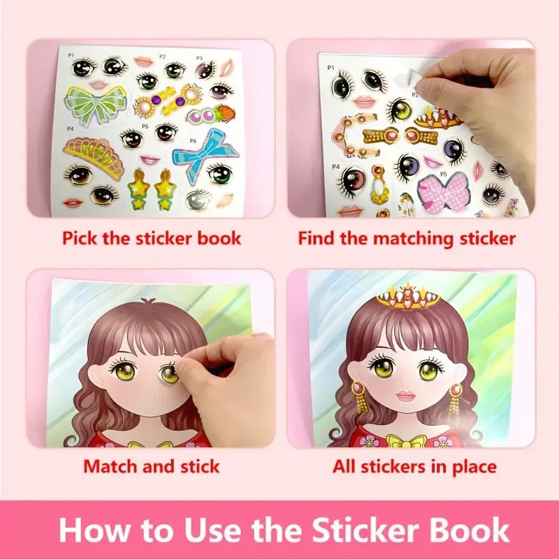 2pcs Princess Sticker Activity Book for Ages 3+ - DIY Magic Dress-Up, Toddler Craft Gift, Birthday Party Favor, Chinese Version