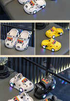 New 2026 Kids Glowing Slippers Summer Outdoor Two-Way Wear Anti-Slip Cute Small Children Sandals Boys Slip-On Home Slippers