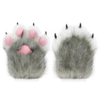 Furry Faux Fur Fox Cat Paws Gloves Animal Fursuit Mittens Halloween Christmas Cosplay Costume Props