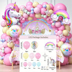 132PCS Rainbow Unicorn Balloon Arch Wreath Kit