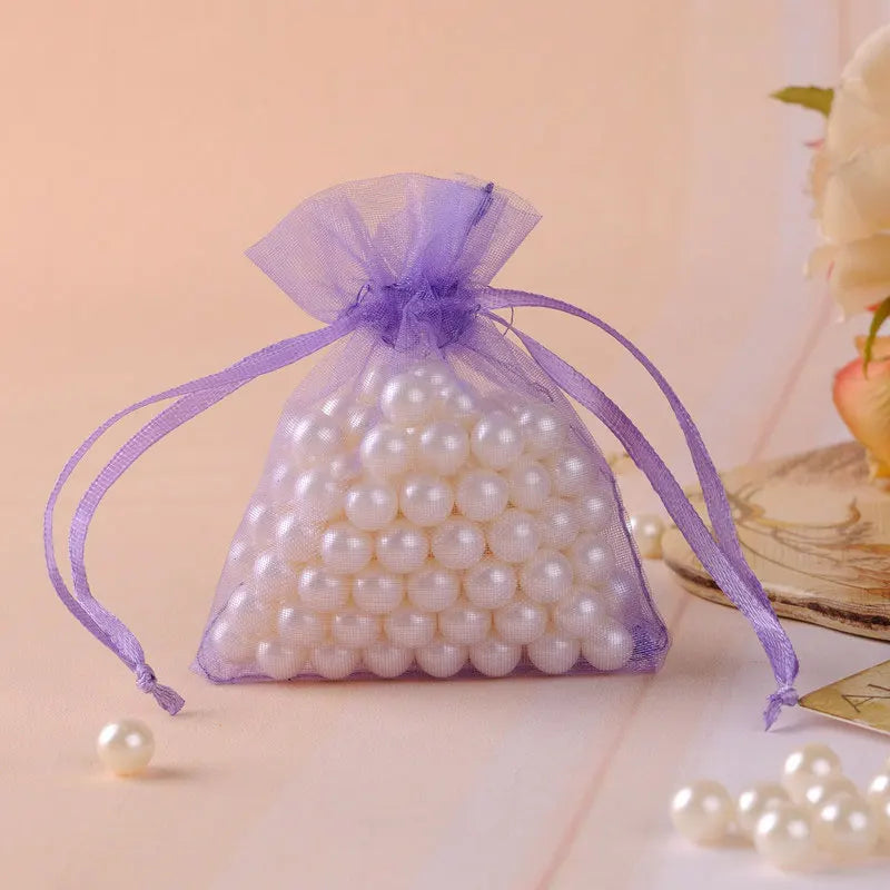 100pcs 7x9cm 10x12cm Colorful Organza Bag Packing Bag Sachet Organza Gift Bags For Jewelry Wedding Party Decor Drawstring Pouche