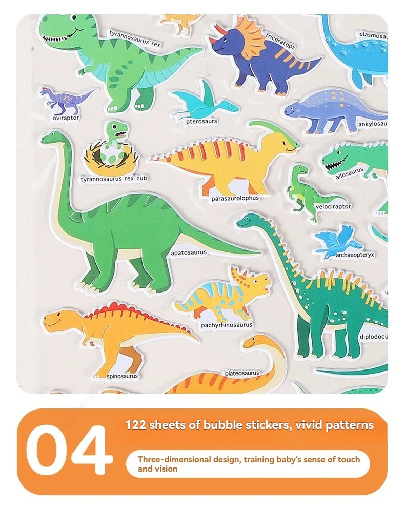 Sticker Books 3D Reusable Stickers Books Animal Dinosaurs Ocean World Vehicle Educational Travel Stickers