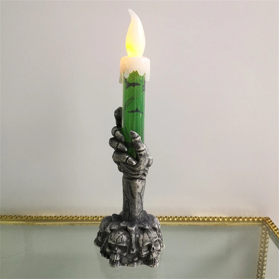 Halloween Skeleton Ghost Hands Led Candles Light Happy Halloween Party Home Decoration Supplies Haunted House Horror Props