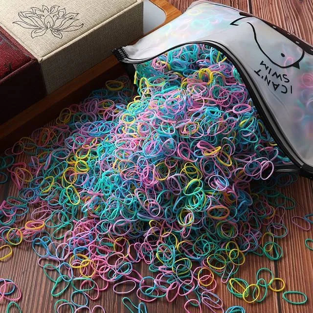 1000 Pcs/Bag Small Clear Rubber Band Black Holder Hair Ties Gum White Colorful Elastic Hair Band For Kid Girls Women Accessories