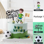 Football Boy Cake Topper Soccer Player Doll Decor for Birthday Party Sports Theme Childrens Celebration Supplies Cupcake Decor